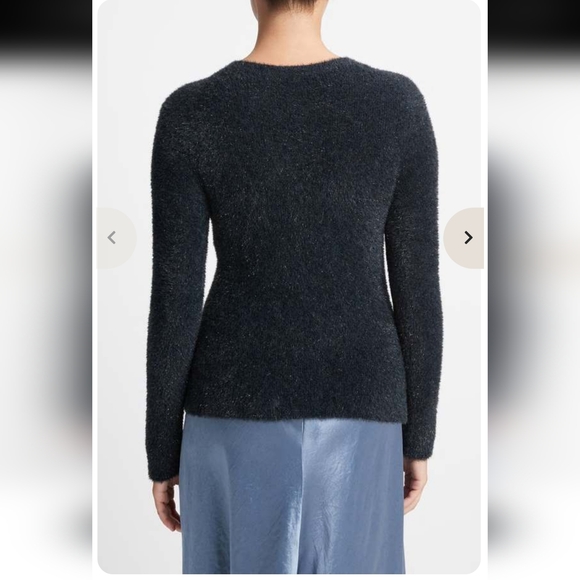 Vince Metallic Lurex Soft Eyelash Pullover Obsidian Black Sweater XL - Picture 3 of 8